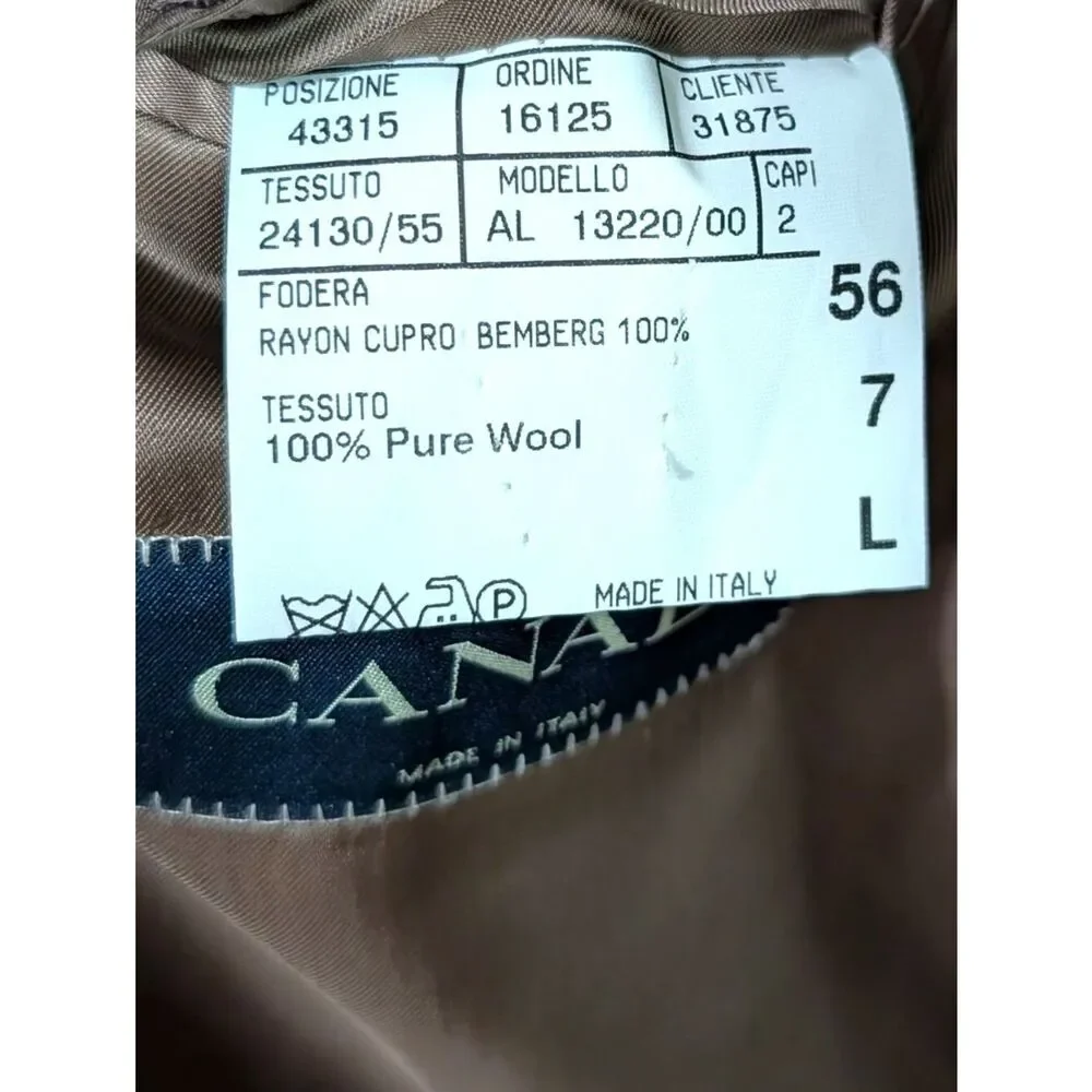 Canali Italy Pure Wool Plaid Sport Coat Blazer - Brown/Blue Super 120s US 46L